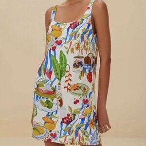 NWT FARM Rio Fresh Table Off-white Mini Dress, Size Small